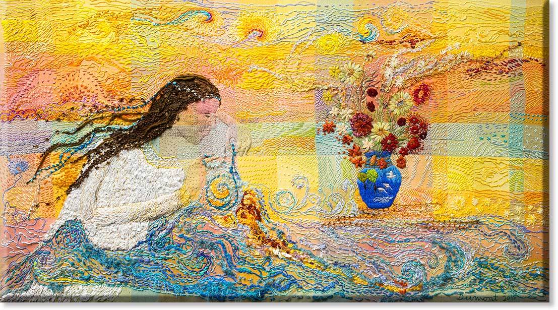 Mulher que borda águas