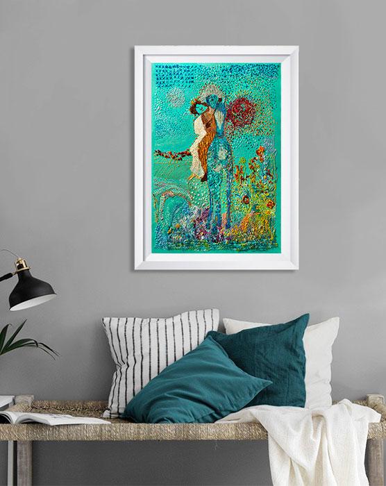 Quadro: Noivos - Coleção: Portinari - Tela em impressão Fine Art, aplicado em ambiente