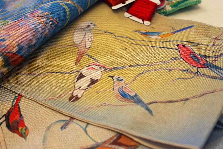 Livro de pano para bordar - Passarinho me Encantou