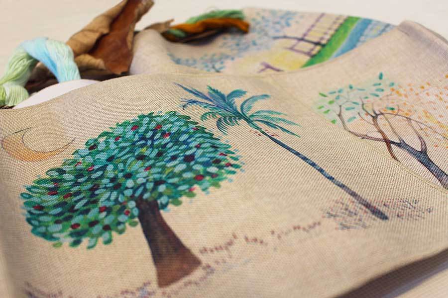 Livro de pano para bordar - Arvoredo