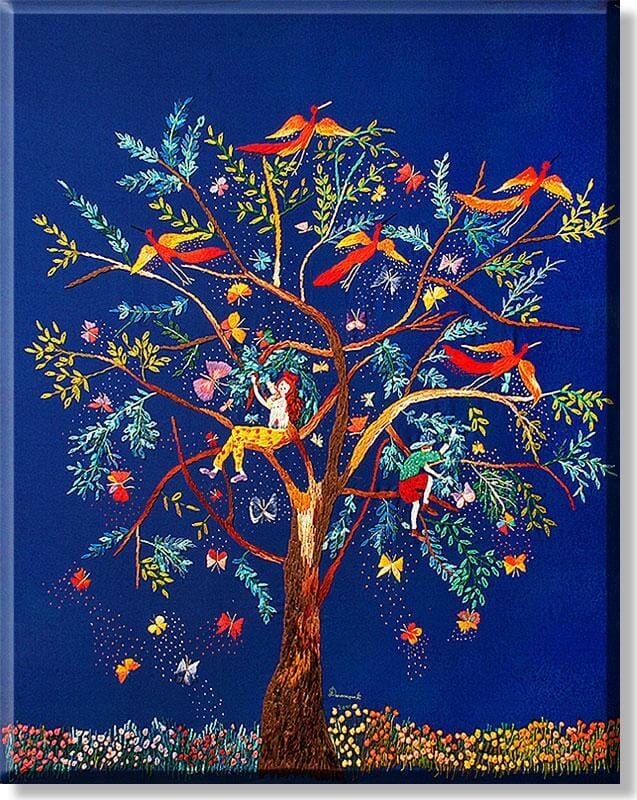 Árvore de meninos e pássaros